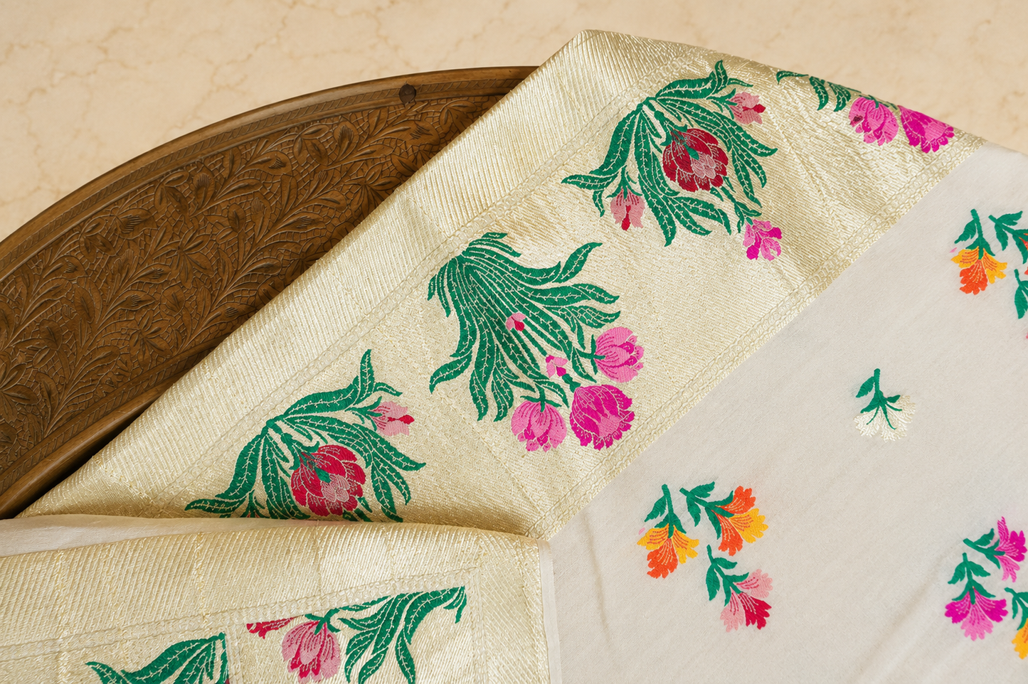 Pure Moonga Silk Handloom Meenakari Weaving Suit