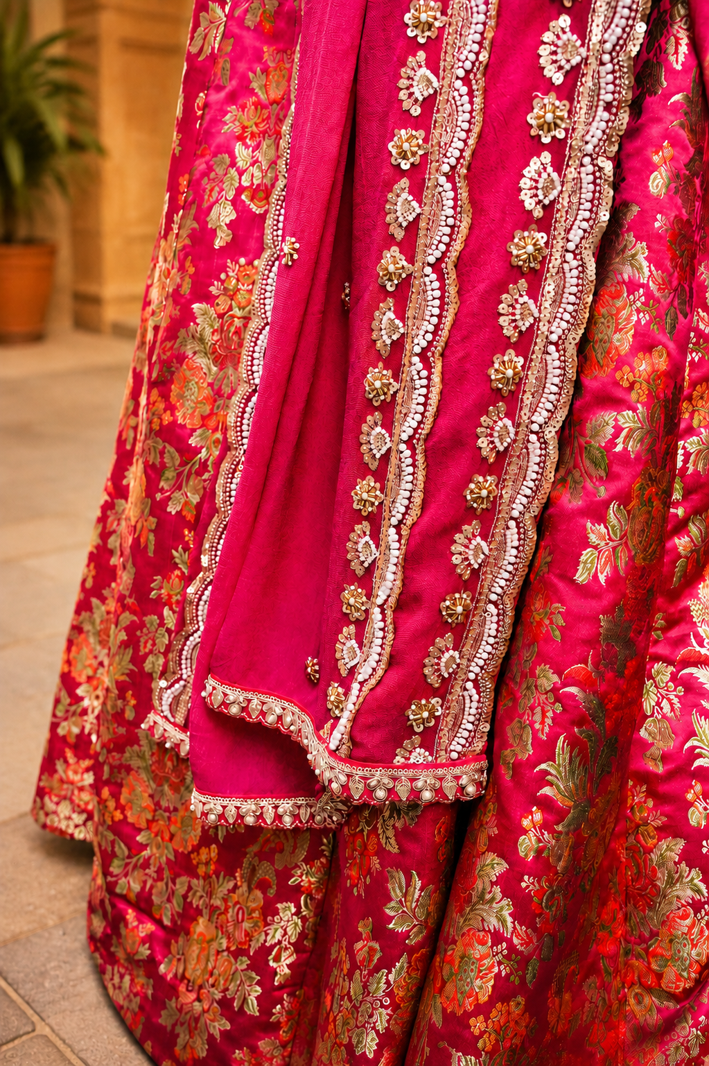 Pink Brocade Lehenga