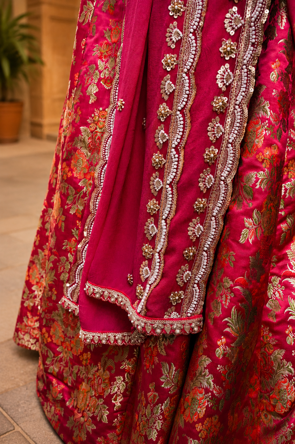 Pink Brocade Lehenga