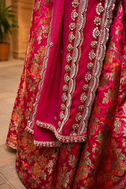 Pink Brocade Lehenga