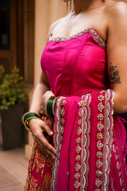 Pink Brocade Lehenga