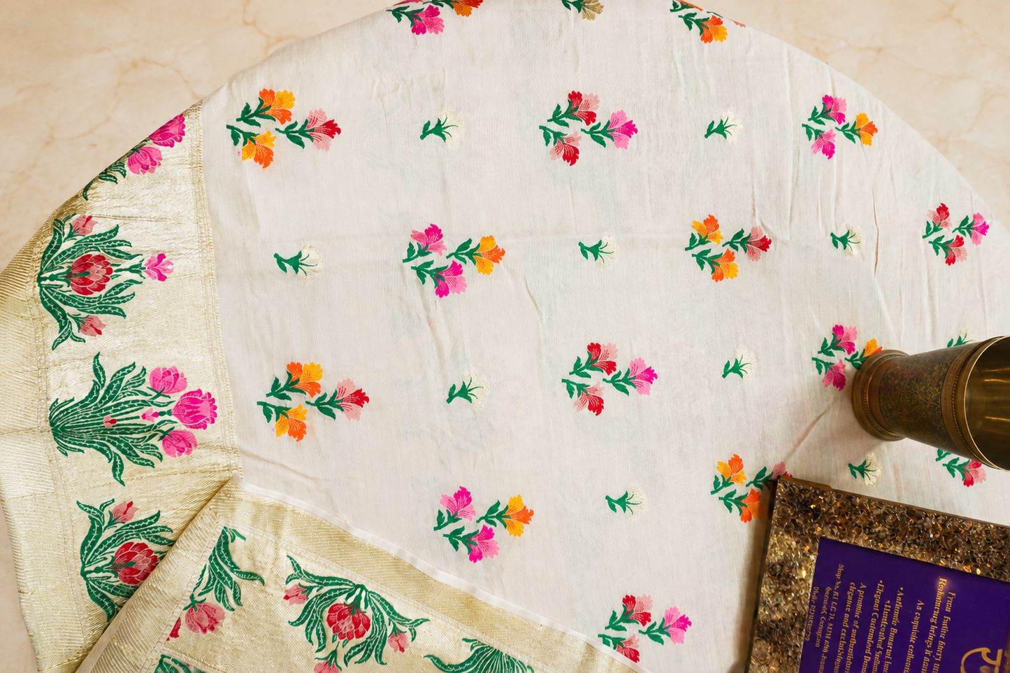 Pure Moonga Silk Handloom Meenakari Weaving Suit