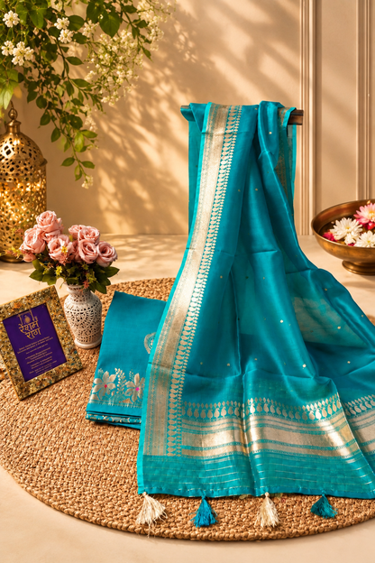 Pure Raw Silk Shirt & Bottom Kora Silk Dupatta