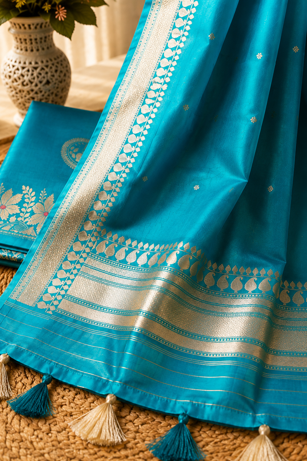 Pure Raw Silk Shirt & Bottom Kora Silk Dupatta