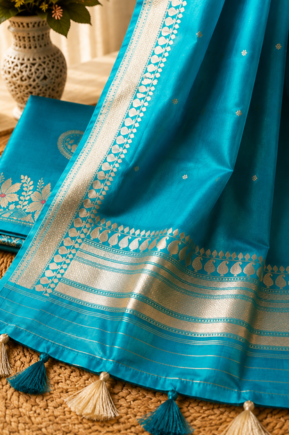 Pure Raw Silk Shirt & Bottom Kora Silk Dupatta
