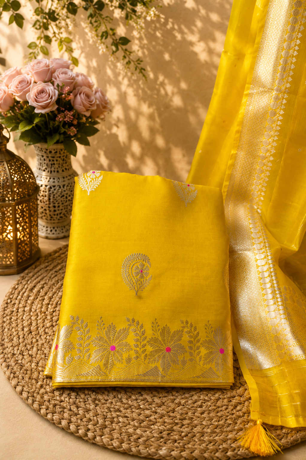 Pure Raw Silk Shirt & Bottom Kora Silk Dupatta