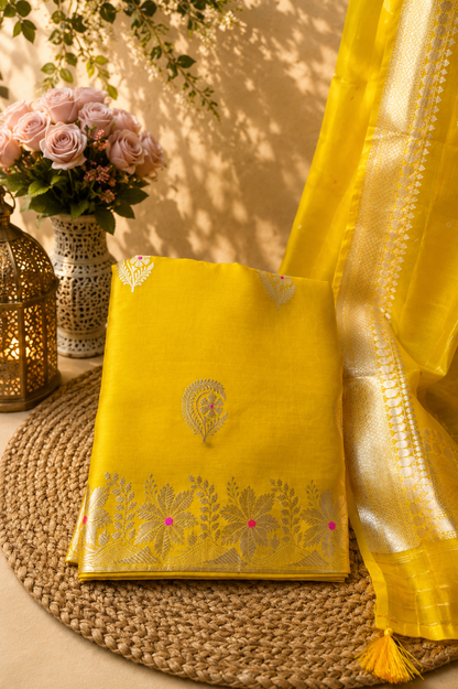 Pure Raw Silk Shirt & Bottom Kora Silk Dupatta