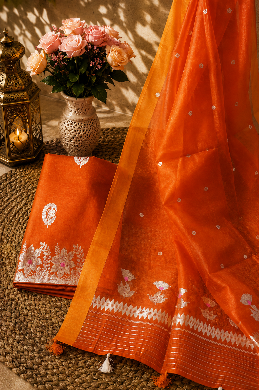 Pure Raw Silk Shirt & Bottom Kora Silk Dupatta