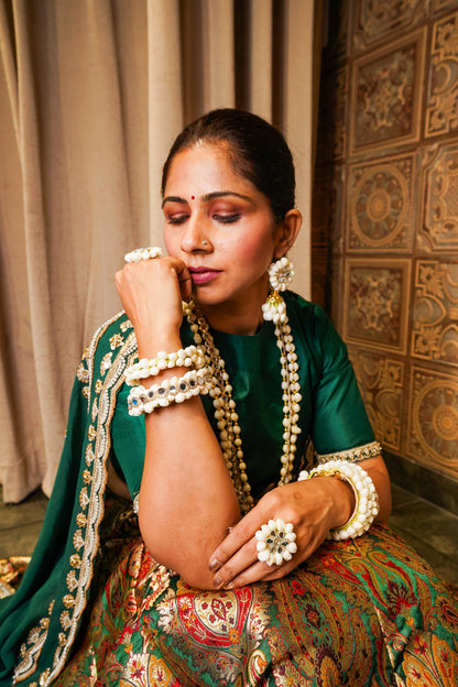 Emerald Green Brocade Lehenga
