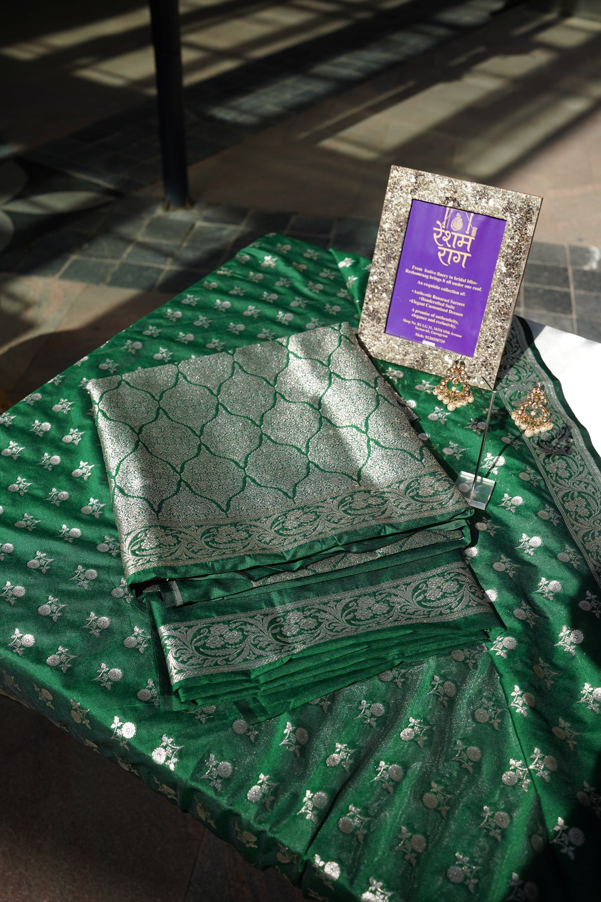 Royal Zari Brocade Suit Set | Green, Magenta & Black  Shopify HTML Description
