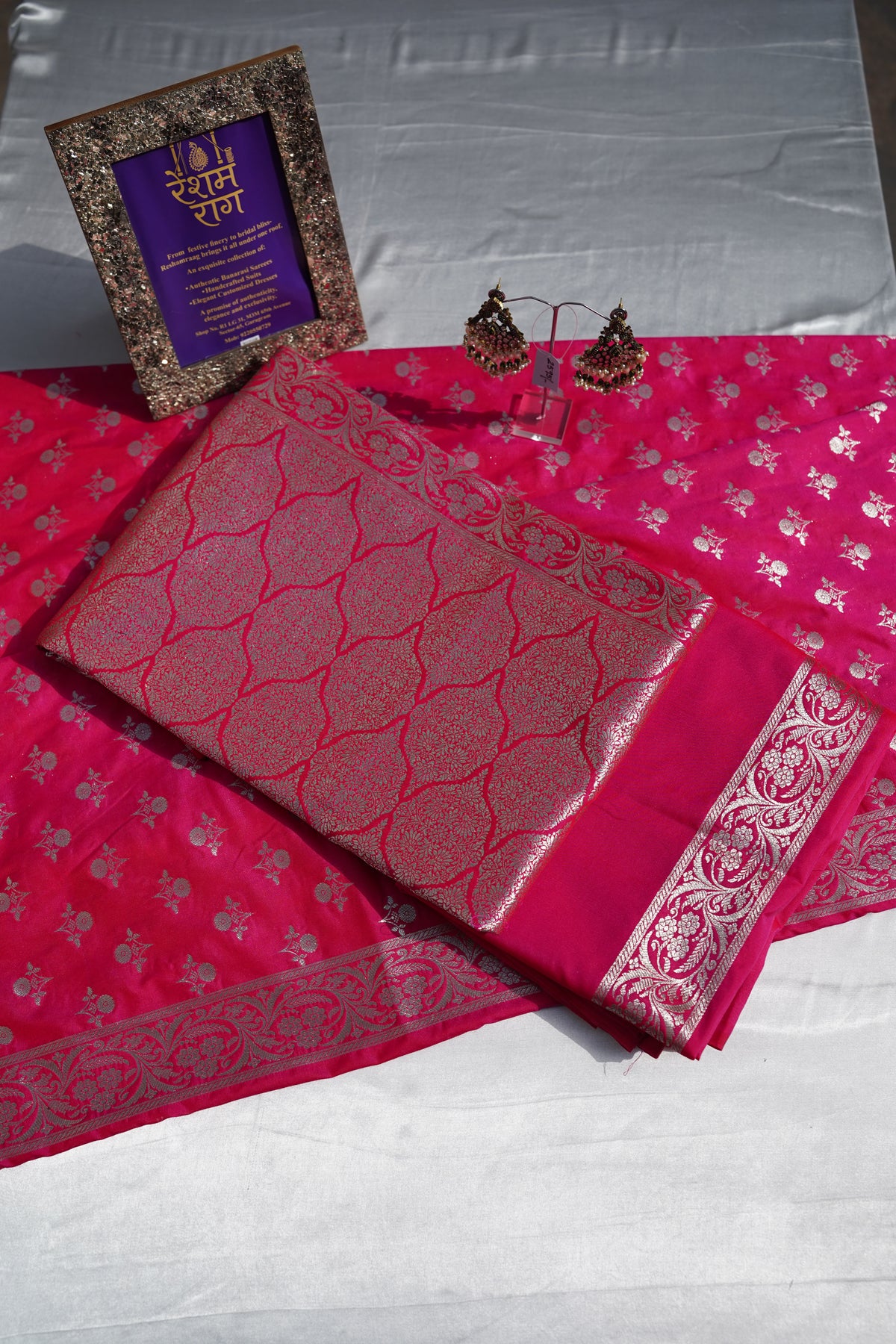 Royal Zari Brocade Suit Set | Green, Magenta & Black  Shopify HTML Description