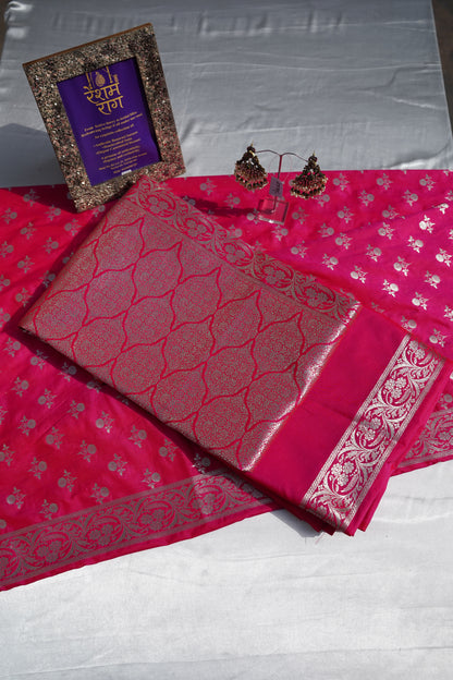 Royal Zari Brocade Suit Set | Green, Magenta & Black  Shopify HTML Description
