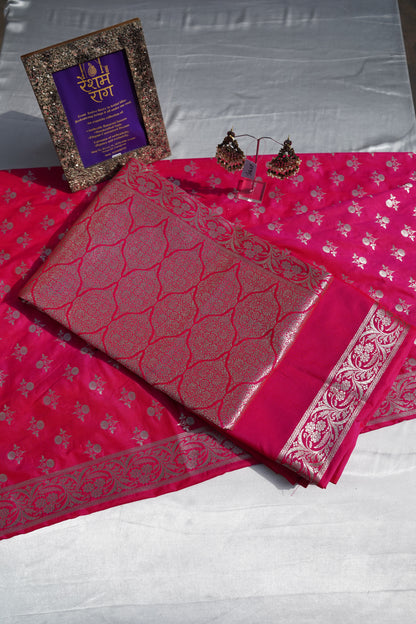 Royal Zari Brocade Suit Set | Green, Magenta & Black  Shopify HTML Description