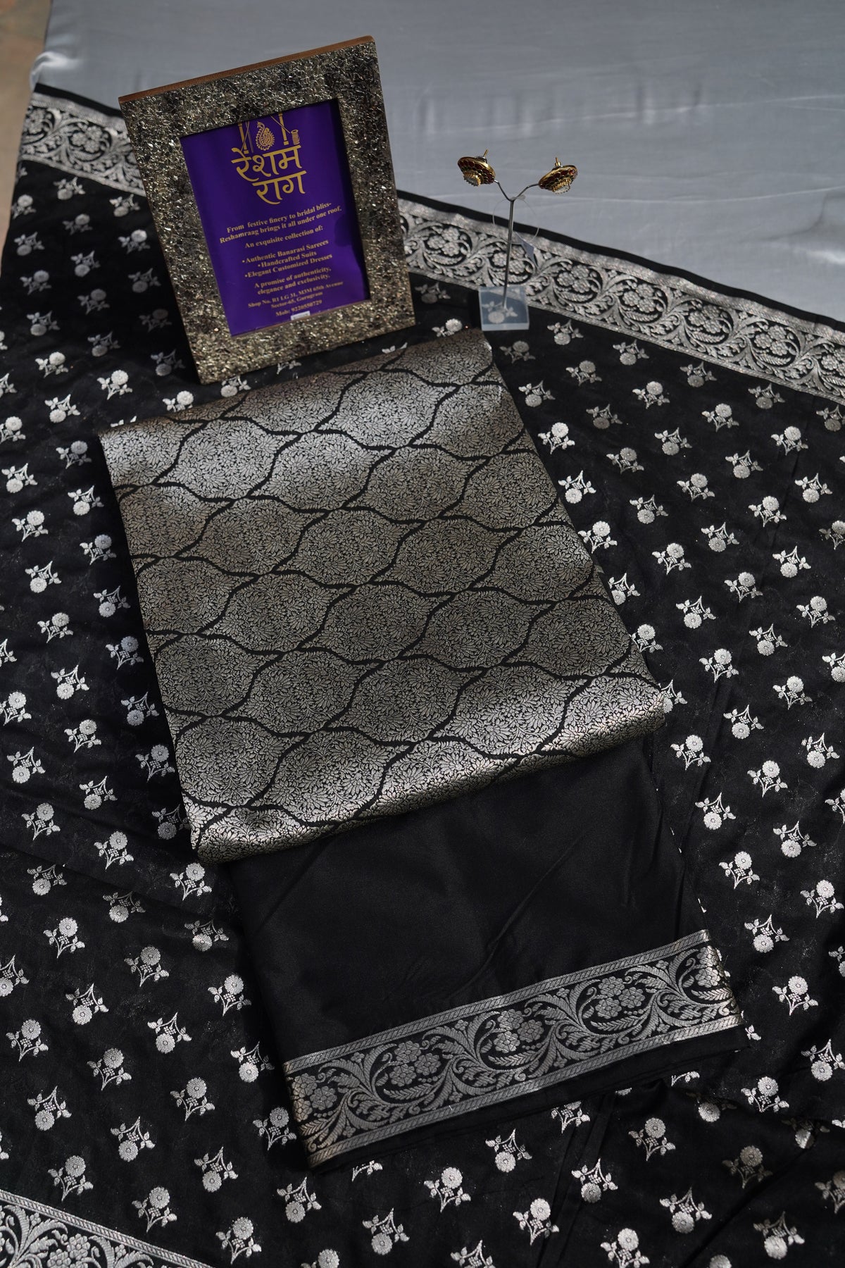 Royal Zari Brocade Suit Set | Green, Magenta & Black  Shopify HTML Description