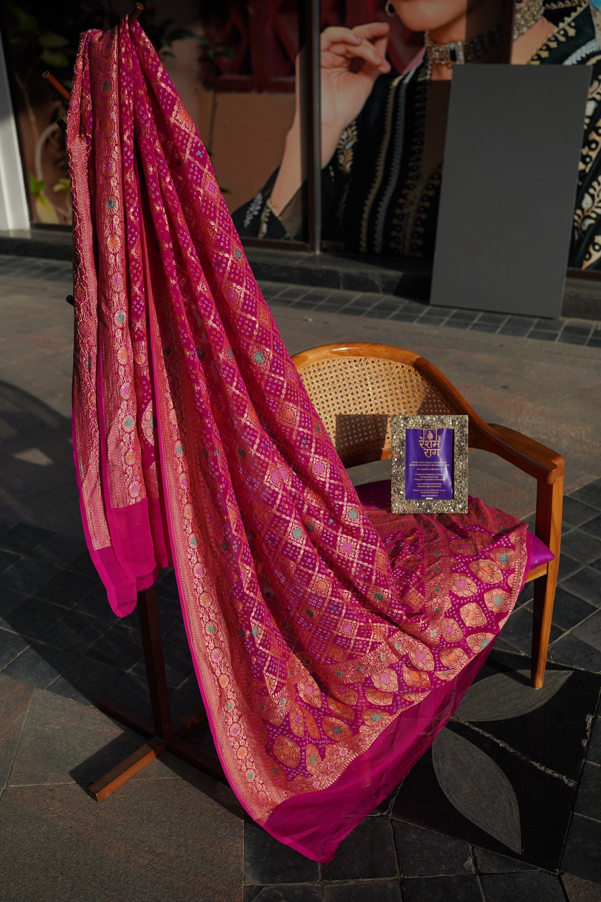 Traditional Bandhej Dupatta with Zari Work | 4 Color Variants