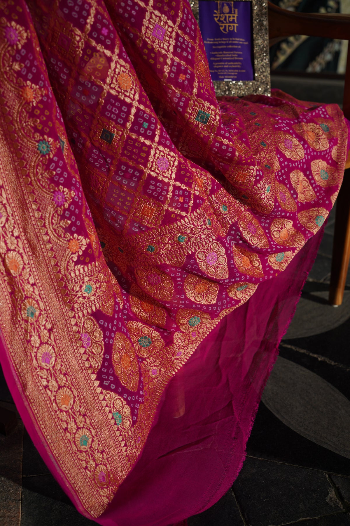 Traditional Bandhej Dupatta with Zari Work | 4 Color Variants