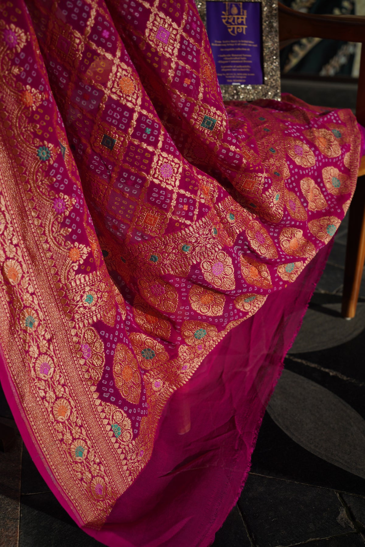 Traditional Bandhej Dupatta with Zari Work | 4 Color Variants