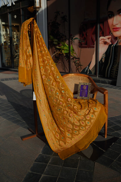 Traditional Bandhej Dupatta with Zari Work | 4 Color Variants