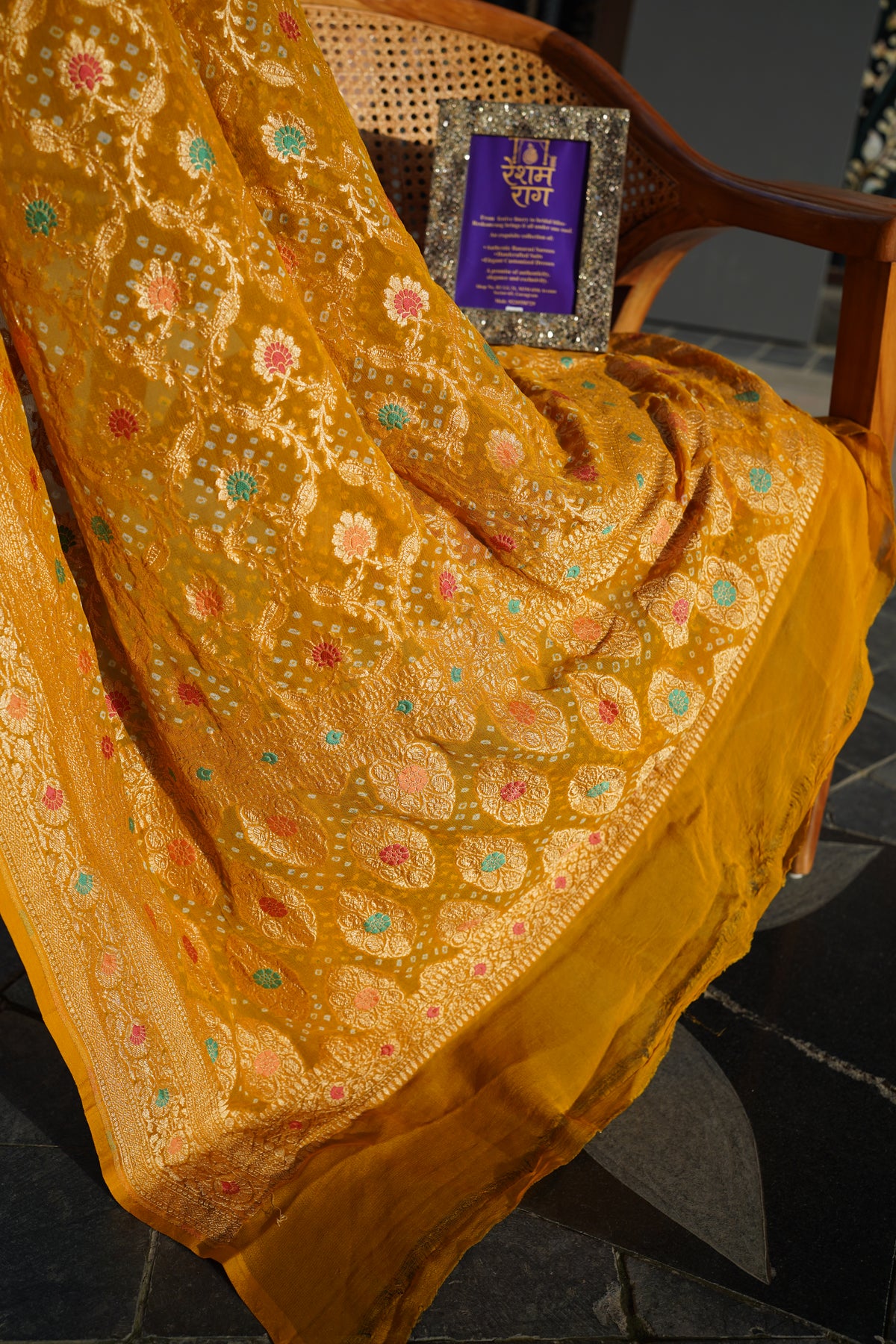 Traditional Bandhej Dupatta with Zari Work | 4 Color Variants