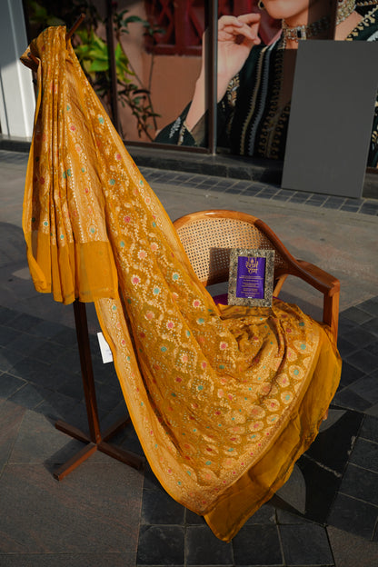 Traditional Bandhej Dupatta with Zari Work | 4 Color Variants