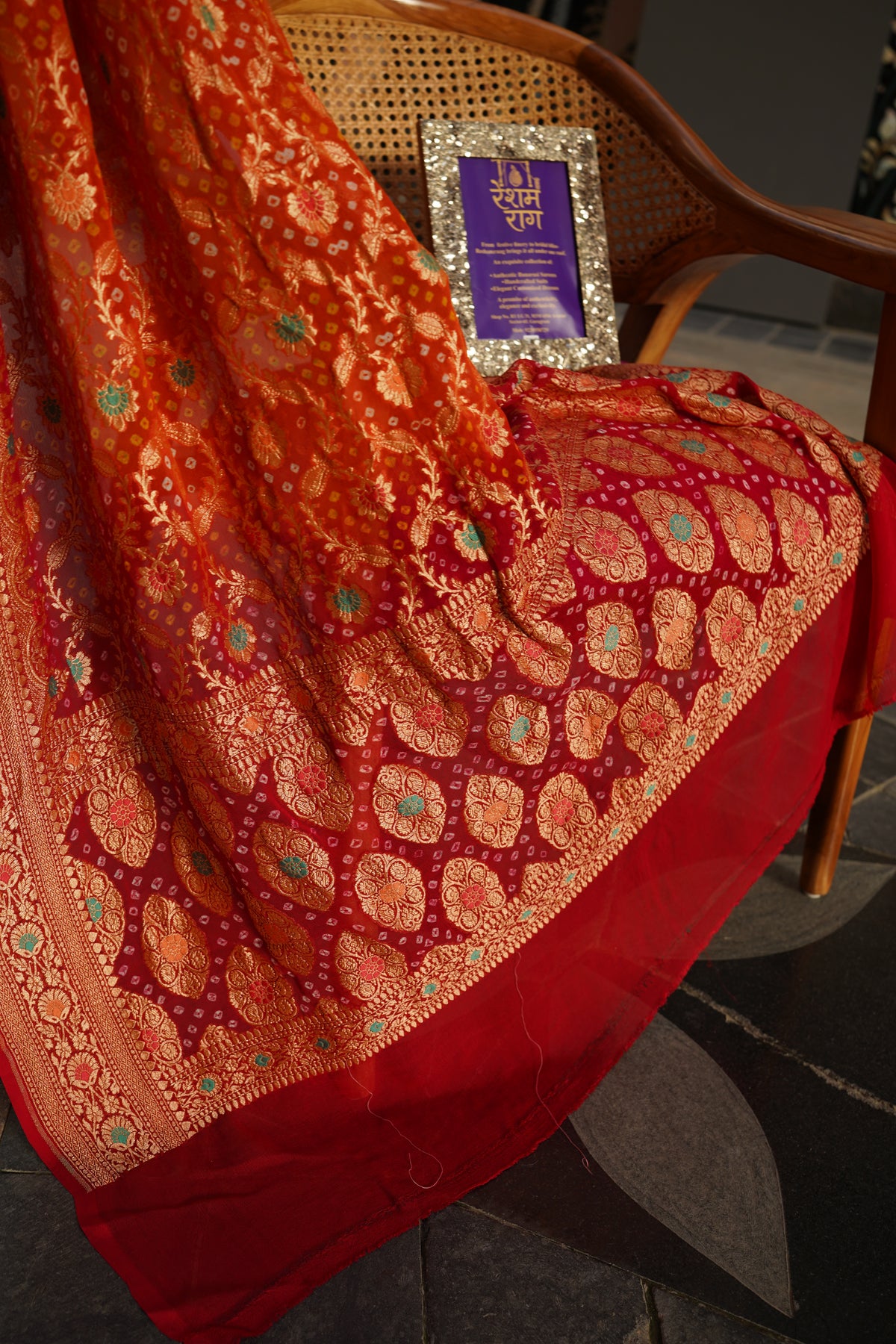 Traditional Bandhej Dupatta with Zari Work | 4 Color Variants