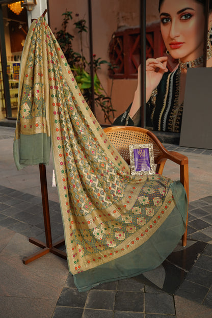 Traditional Bandhej Dupatta with Zari Work | 4 Color Variants