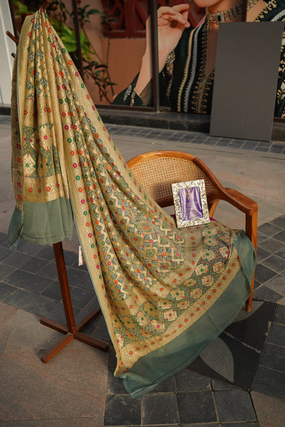 Traditional Bandhej Dupatta with Zari Work | 4 Color Variants