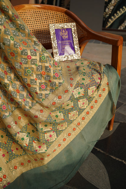 Traditional Bandhej Dupatta with Zari Work | 4 Color Variants